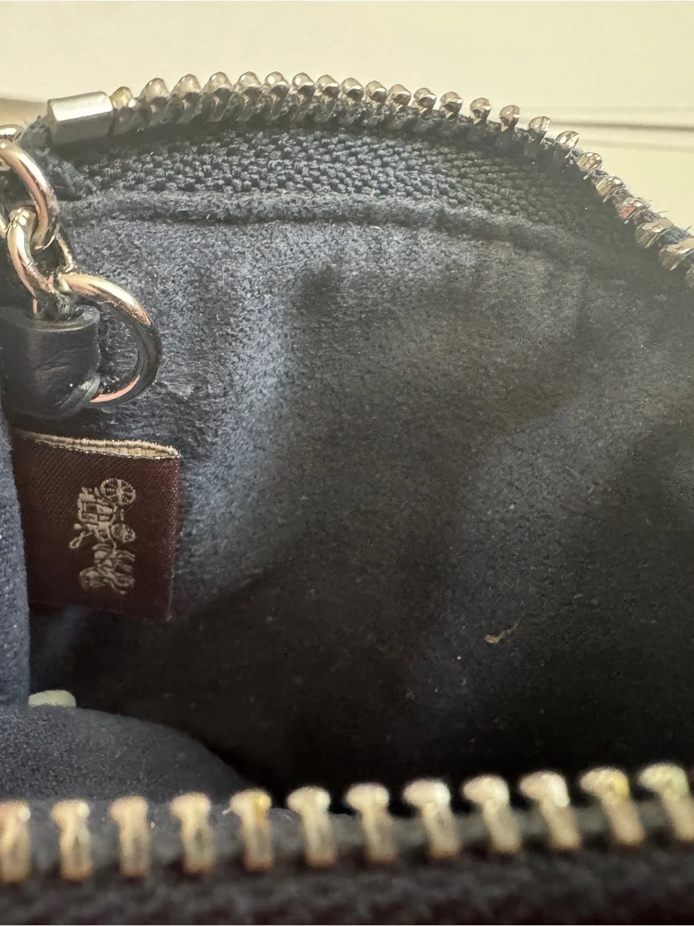Coach Black Leather Card Holder with Watermelon Motif and Key Ring